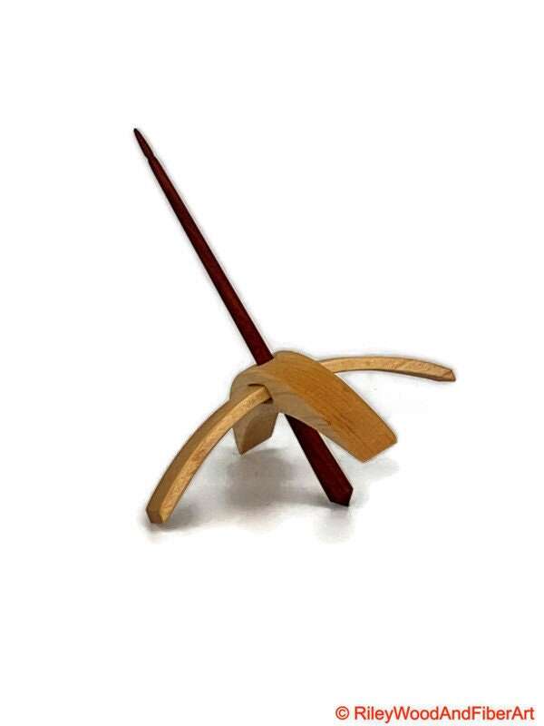 Medium Turkish Drop Spindle - Maple Whorl with Red Heart Shaft made by Riley Wood and Fiber Art