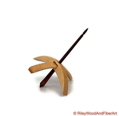 Medium Turkish Drop Spindle - Sitka Spruce Whorl with Jobillo Shaft on white background