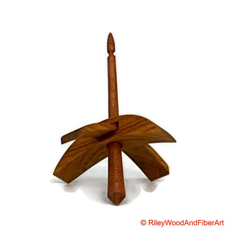 Mini Turkish Drop Spindle - Canary Whorl with Cherry Shaft made by Riley Wood and Fiber Art