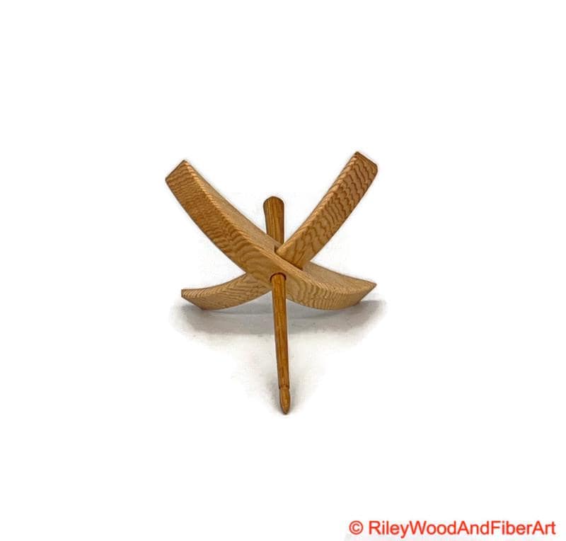Medium Turkish Drop Spindle - Sitka Spruce Whorl with Hickory Shaft made by Riley Wood and Fiber Art