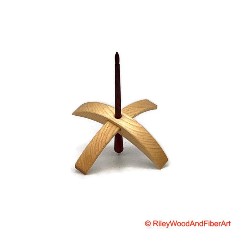 Medium Turkish Drop Spindle - Maple Whorl with Purple Heart Shaft made by Riley Wood and Fiber Art