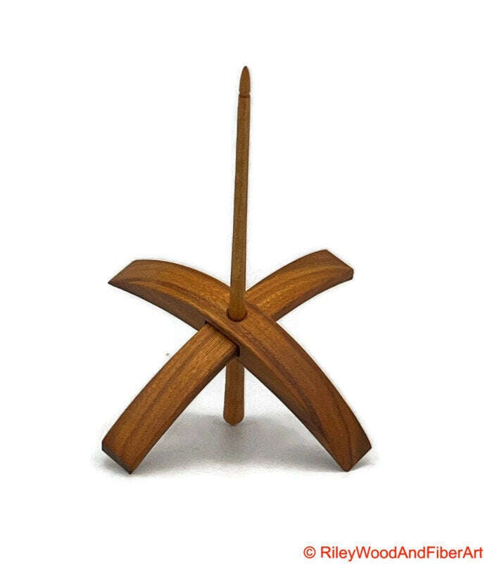 Mega Turkish Drop Spindle - Canary Whorl with Slightly Curly Maple Shaft made by Riley Wood and Fiber Art