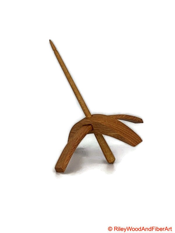 Medium Turkish Drop Spindle - Red Oak Whorl with Maple Shaft made by Riley Wood and Fiber Art