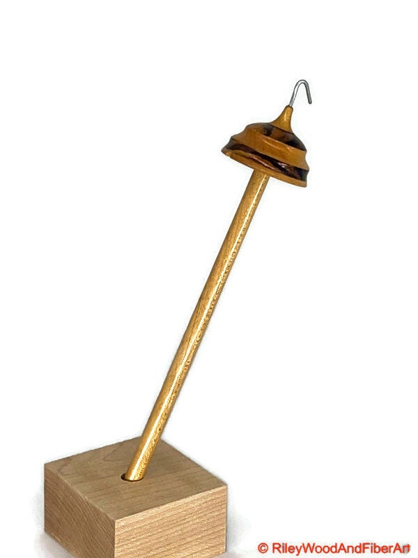 Top Whorl Drop Spindle - Maple & Zebra - 14g Made by Riley Wood and Fiber Art