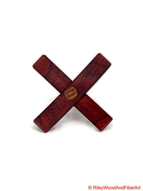 Mini Turkish Drop Spindle - Padauk Whorl with Red Oak Shaft on white background
