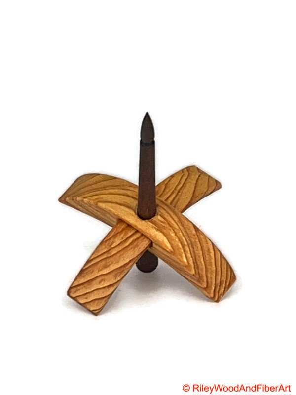 Mini Turkish Drop Spindle - Vertical Grain Douglas Fir Whorl with Walnut Shaft made by Riley Wood and Fiber Art