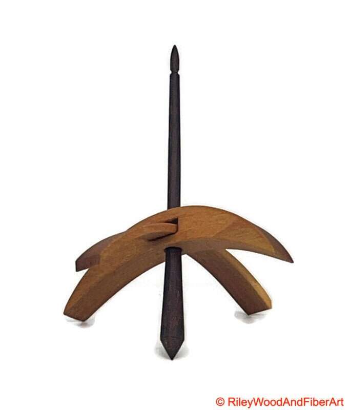 Medium Turkish Drop Spindle - Cherry at Demarcation Whorl with Honduran Rosewood Shaft made by Riley Wood and Fiber Art