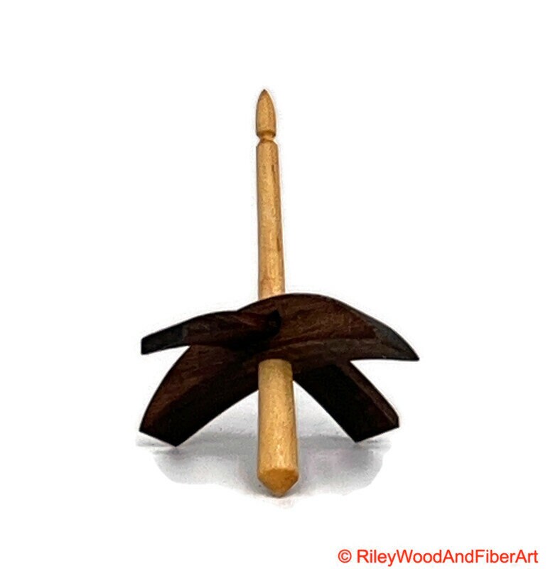 Mini Turkish Drop Spindle - Pau Ferro Whorl with Maple Shaft made by Riley Wood and Fiber Art