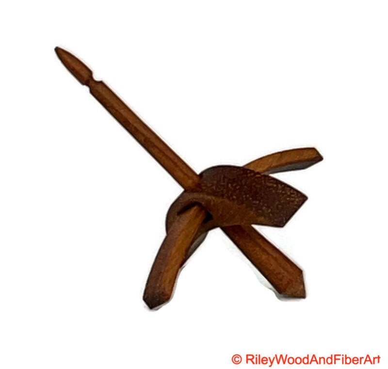 Mini Turkish Drop Spindle - Monkey Pod Whorl with Cherry Shaft made by Riley Wood and Fiber Art