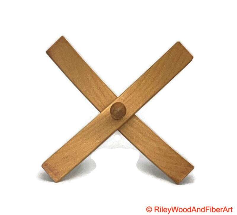 Medium Turkish Drop Spindle - Cherry at Demarcation mostly sapwood Whorl with Cherry Sapwood Shaft made by Riley Wood and Fiber Art