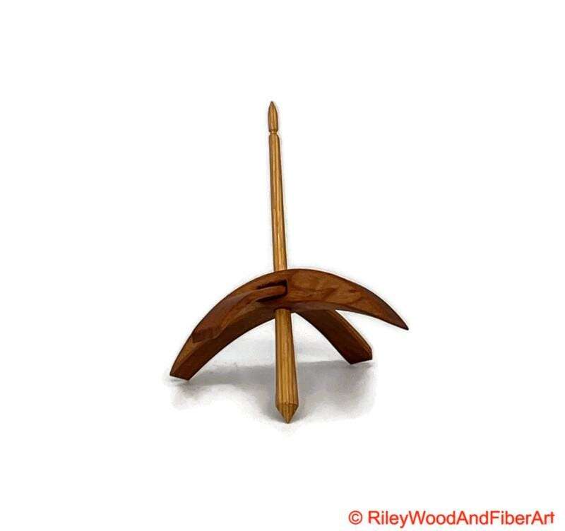 Medium Turkish Drop Spindle - Alder Whorl with Hickory Shaft made by Riley Wood and Fiber Art