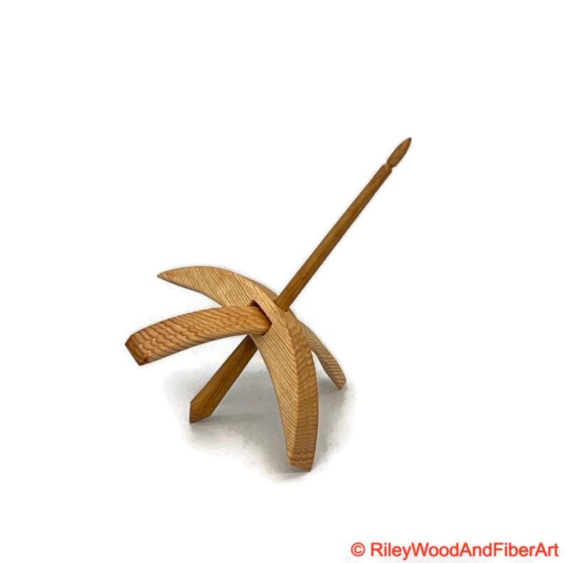 Medium Turkish Drop Spindle - Sitka Spruce Whorl with Hickory Shaft made by Riley Wood and Fiber Art