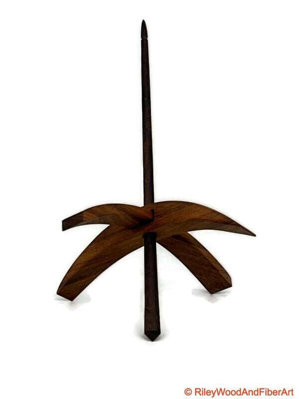 Mega Turkish Drop Spindle - Canary Whorl with Walnut Shaft made by Riley Wood and Fiber Art