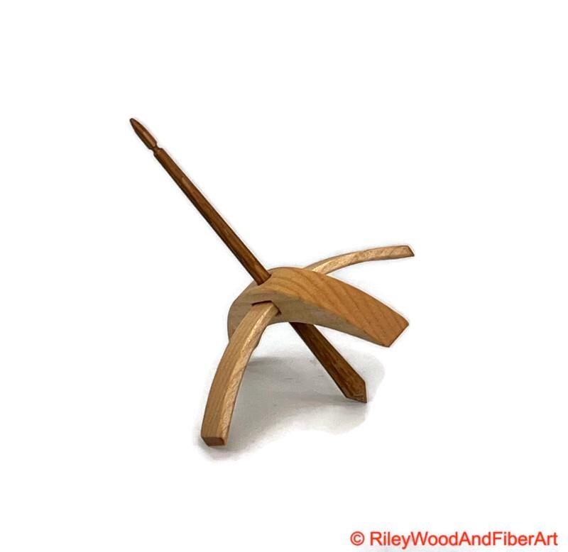 Medium Turkish Drop Spindle - Maple Whorl with White Oak Shaft made by Riley Wood and Fiber Art