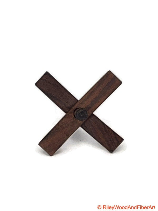 Mini Turkish Drop Spindle - Pau Ferro Whorl with Walnut Shaft on white background