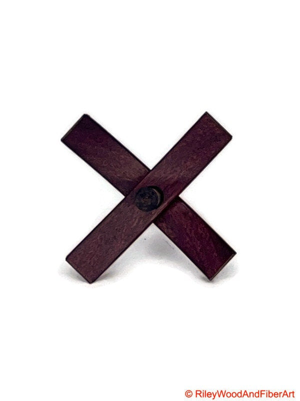 Mini Turkish Drop Spindle - Purple Heart Whorl with Honduran Rosewood Shaft on white background