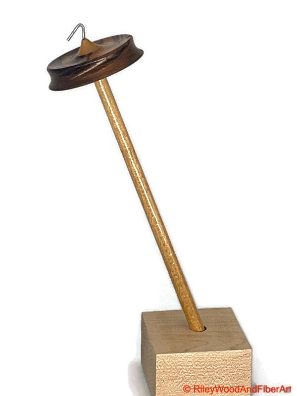 Top Whorl Drop Spindle - Zebra & Walnut - 20g Made by Riley Wood and Fiber Art