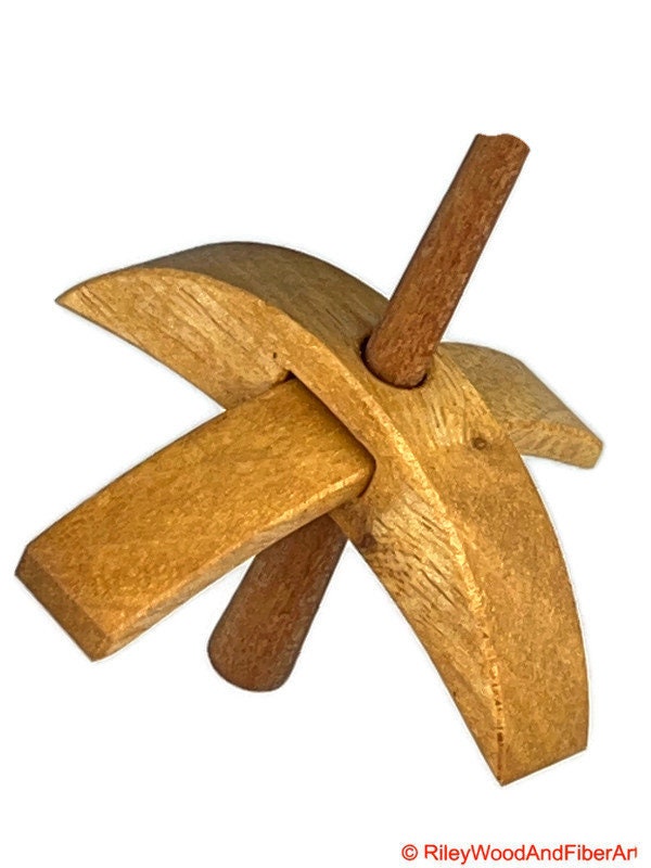 Mini Turkish Drop Spindle - Myrtle Whorl with Maple Heartwood Shaft on white background
