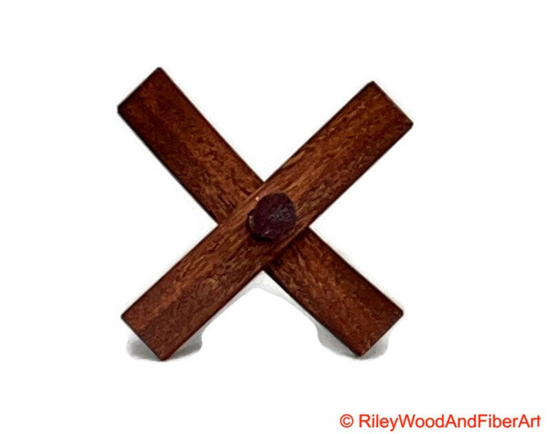 Mini Turkish Drop Spindle - Red Gum Whorl with Purple Heart Shaft on white background