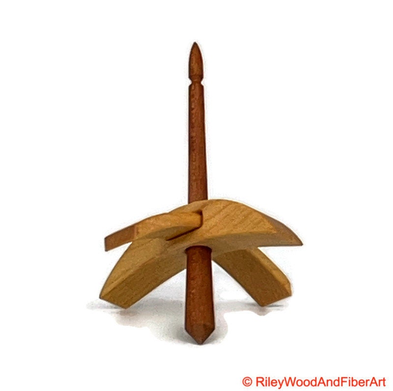 Mini Turkish Drop Spindle - Maple Whorl with Cherry Shaft made by Riley Wood and Fiber Art