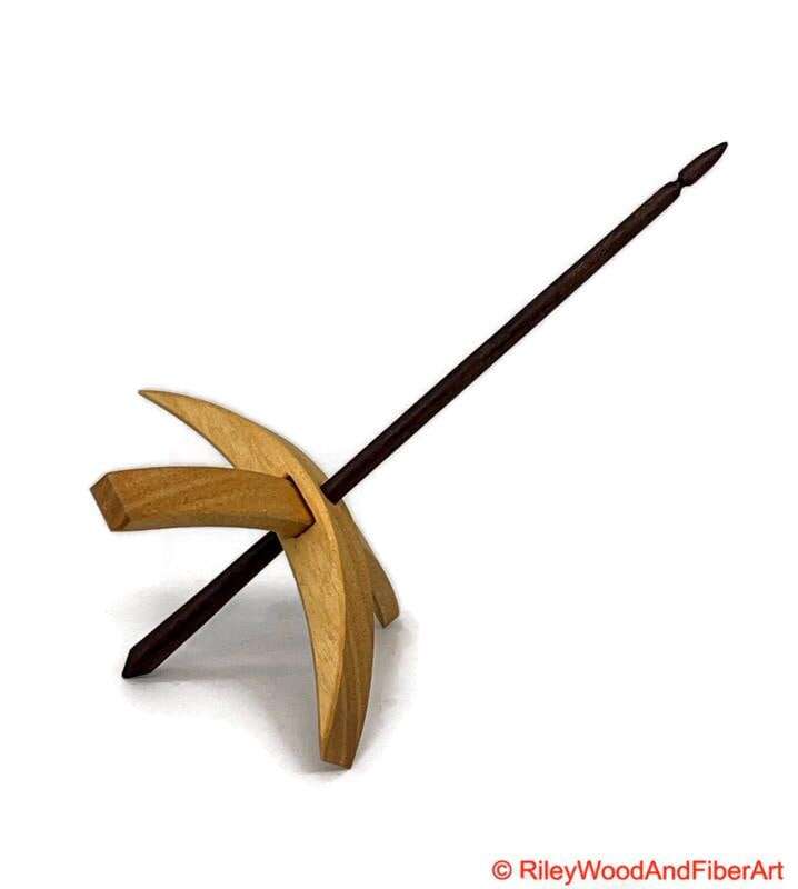 Mega Turkish Drop Spindle - Avodire Whorl with Walnut Shaft made by Riley Wood and Fiber Art