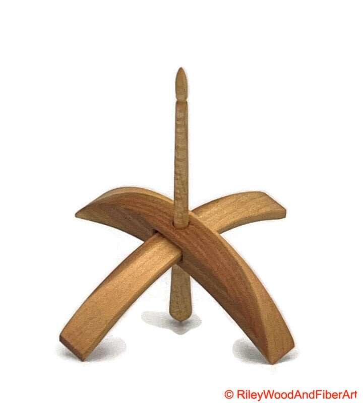 Medium Turkish Drop Spindle - Cherry at Demarcation Whorl with Curly Maple Shaft made by Riley Wood and Fiber Art