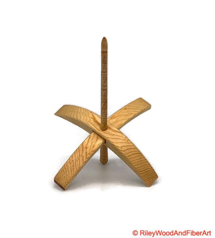 Mega Turkish Drop Spindle - Sitka Spruce Whorl with Curly Maple Shaft made by Riley Wood and Fiber Art