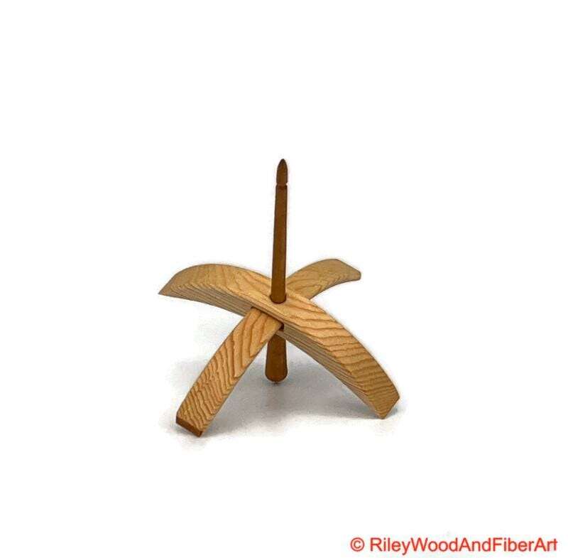Medium Turkish Drop Spindle - Sitka Spruce Whorl with Cherry Sapwood Shaft made by Riley Wood and Fiber Art