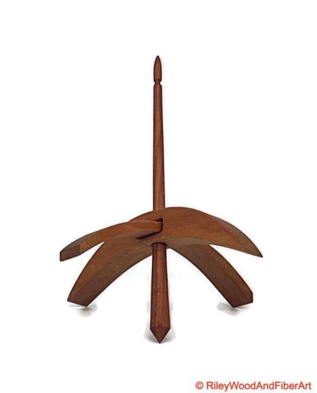 Medium Turkish Drop Spindle - Cherry Whorl with Plum Shaft made by Riley Wood and Fiber Art