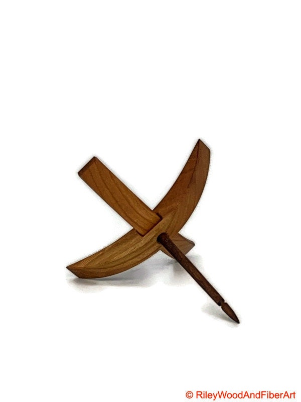 Medium Turkish Drop Spindle - Cherry Whorl with Walnut Shaft made by Riley Wood and Fiber Art