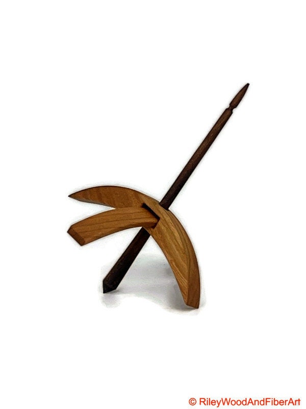 Medium Turkish Drop Spindle - Cherry Whorl with Walnut Shaft made by Riley Wood and Fiber Art