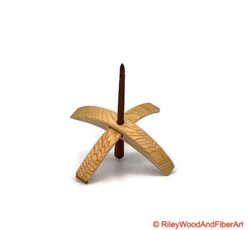 Medium Turkish Drop Spindle - Sitka Spruce Whorl with Cherry Shaft made by Riley Wood and Fiber Art