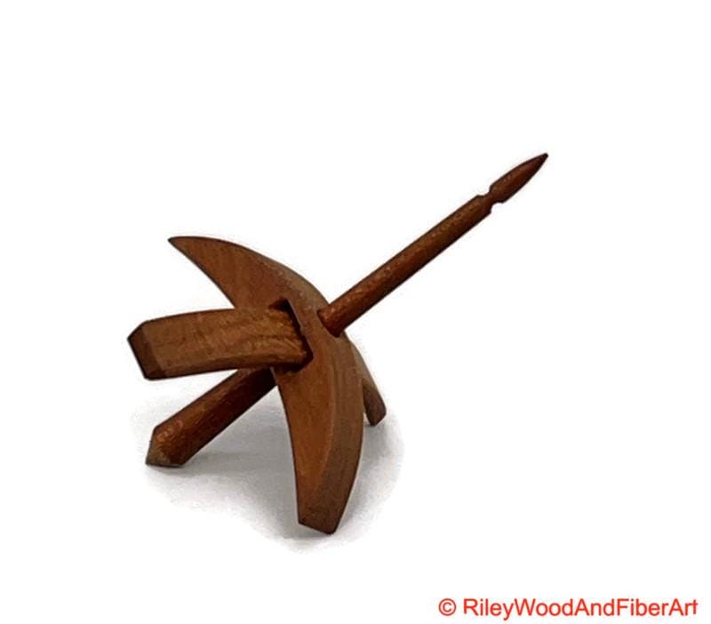 Mini Turkish Drop Spindle - Cherry Whorl with Cherry Shaft made by Riley Wood and Fiber Art