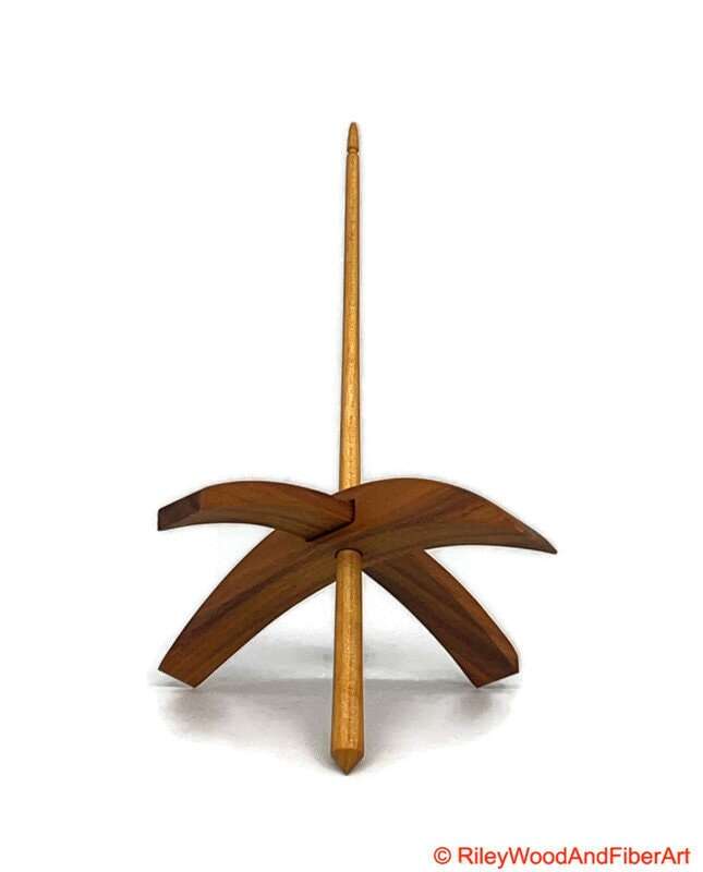 Mega Turkish Drop Spindle - Canary Whorl with Slightly Curly Maple Shaft made by Riley Wood and Fiber Art