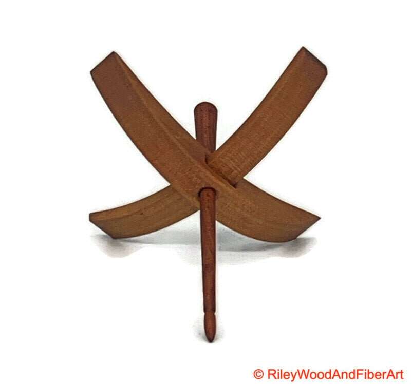 Medium Turkish Drop Spindle - Cherry Whorl with Plum Shaft made by Riley Wood and Fiber Art
