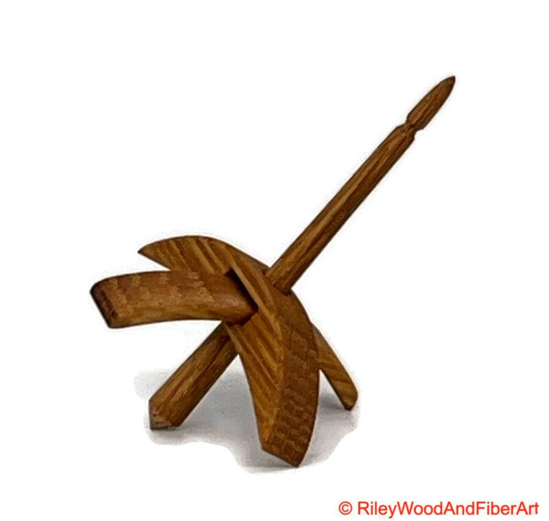 Mini Turkish Drop Spindle - White Oak Whorl with White Oak Shaft on white background