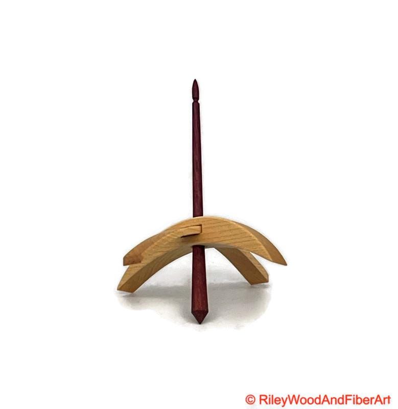 Medium Turkish Drop Spindle - Maple Whorl with Purple Heart Shaft made by Riley Wood and Fiber Art