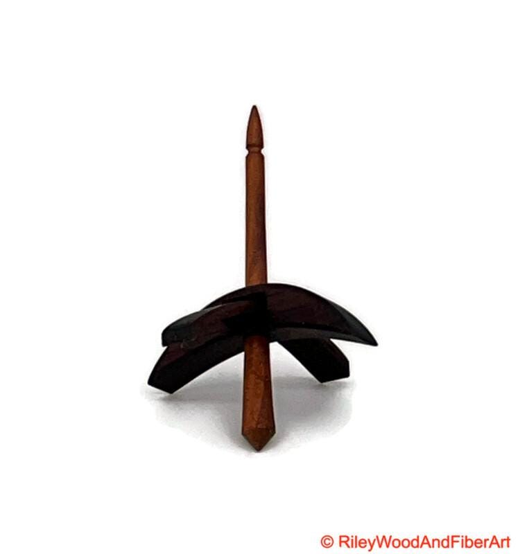 Mini Turkish Drop Spindle - Walnut Whorl with Plum Shaft made by Riley Wood and Fiber Art