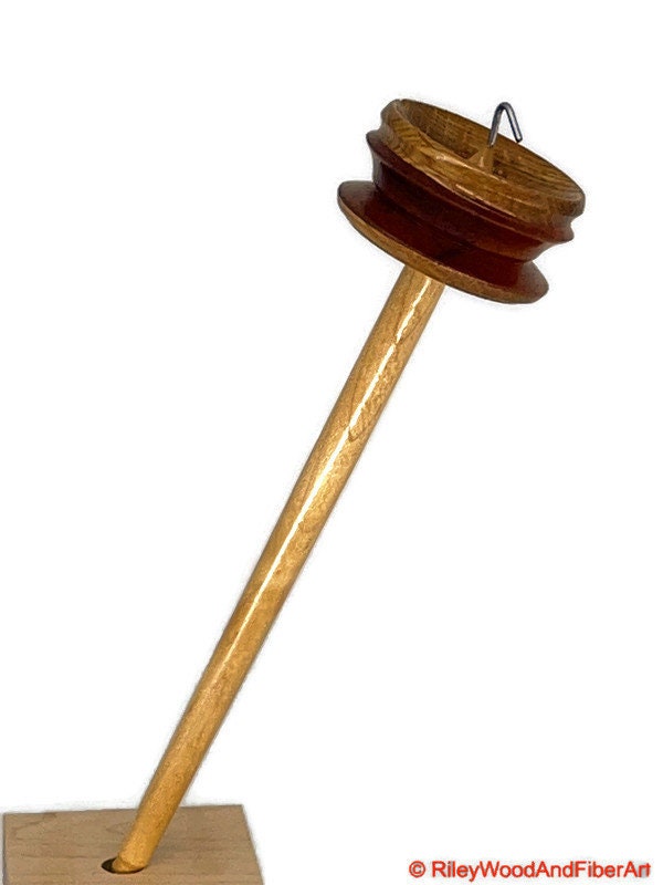Top Whorl Drop Spindle - Rift Sawn White Oak & African Mahogany - 29g Made by Riley Wood and Fiber Art