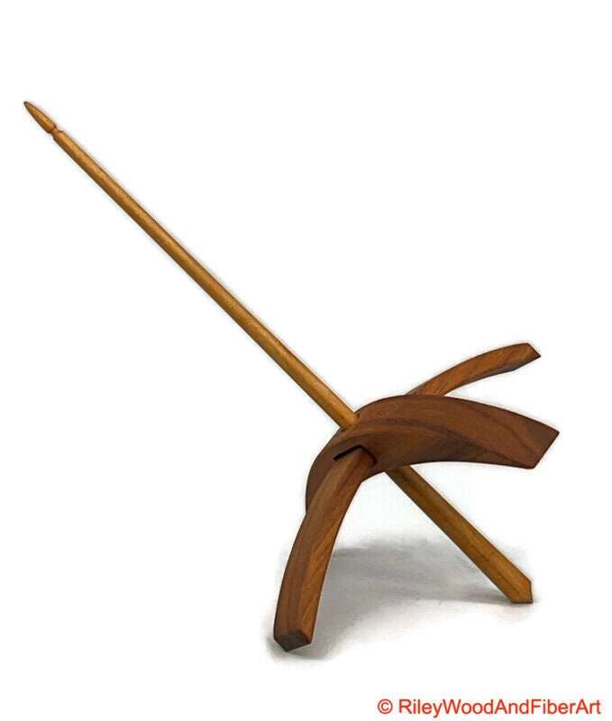Mega Turkish Drop Spindle - Canary Whorl with Slightly Curly Maple Shaft made by Riley Wood and Fiber Art