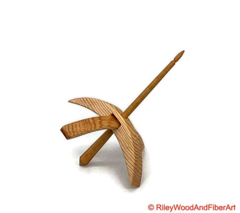 Medium Turkish Drop Spindle - Sitka Spruce Whorl with Apple Shaft made by Riley Wood and Fiber Art