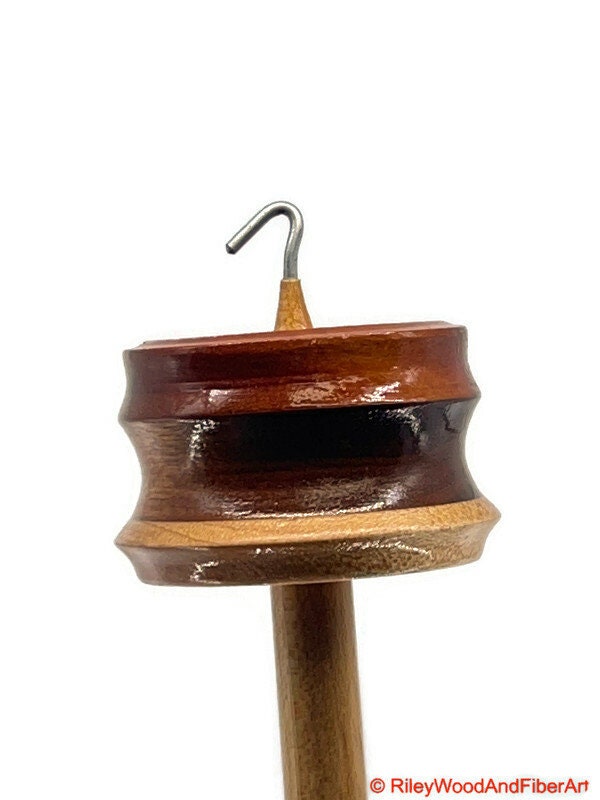 Top Whorl Drop Spindle: Allo, African Mahogany, and Maple - 24 grams made by Riley Wood and Fiber Art
