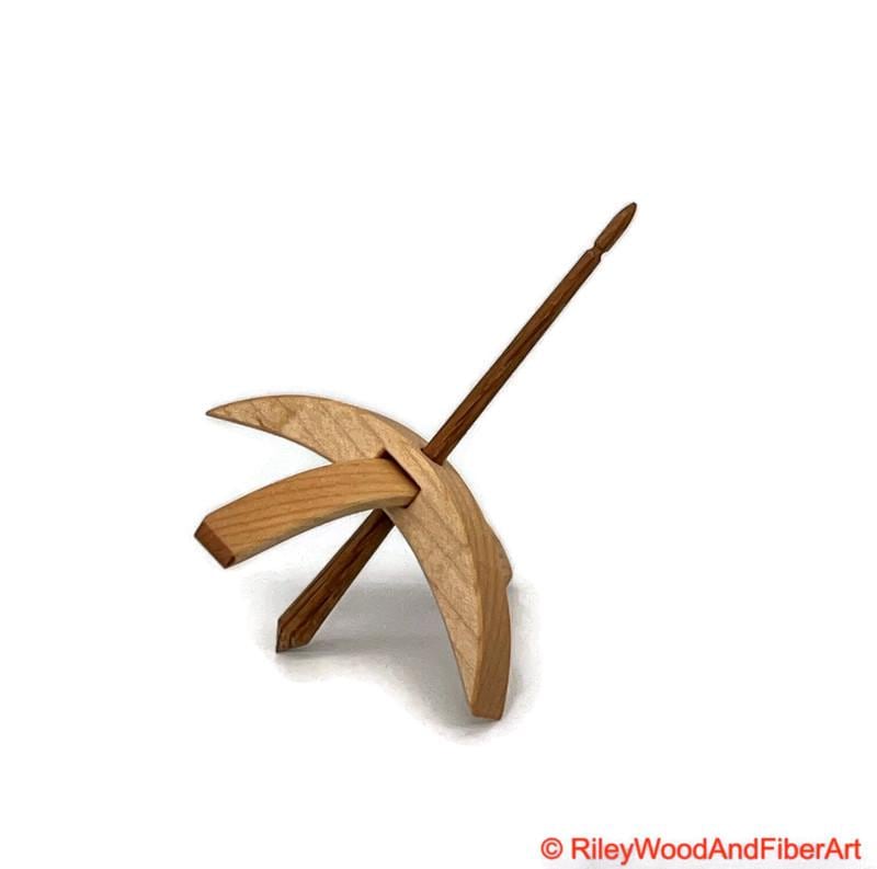 Medium Turkish Drop Spindle - Maple Whorl with White Oak Shaft made by Riley Wood and Fiber Art