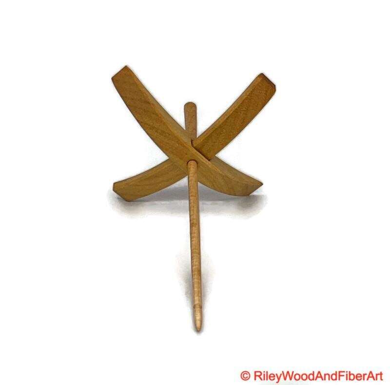 Mega Turkish Drop Spindle - Avodire Whorl with Curly Maple Shaft made by Riley Wood and Fiber Art