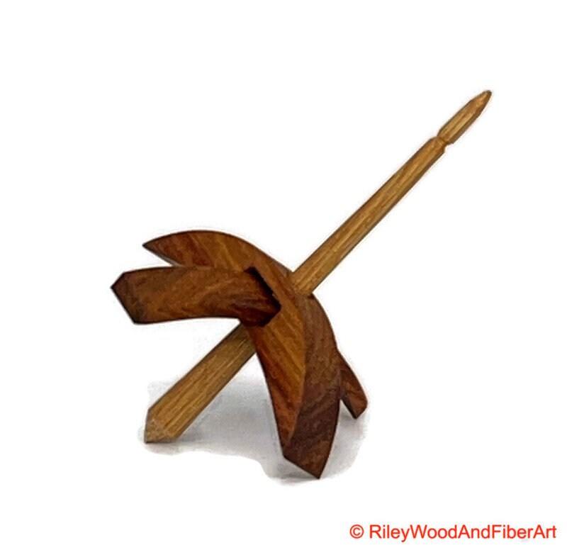 Mini Turkish Drop Spindle - Canary Whorl with Hickory Shaft made by Riley Wood and Fiber Art