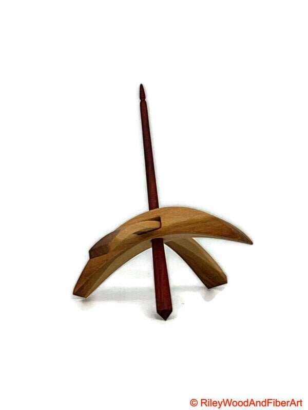 Medium Turkish Drop Spindle - Cherry at Demarcation Whorl with Red Heart Shaft made by Riley Wood and Fiber Art