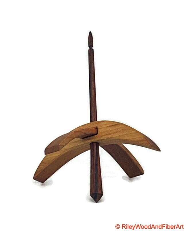 Medium Turkish Drop Spindle - Cherry at Demarcation Whorl with Jobillo Shaft made by Riley Wood and Fiber Art