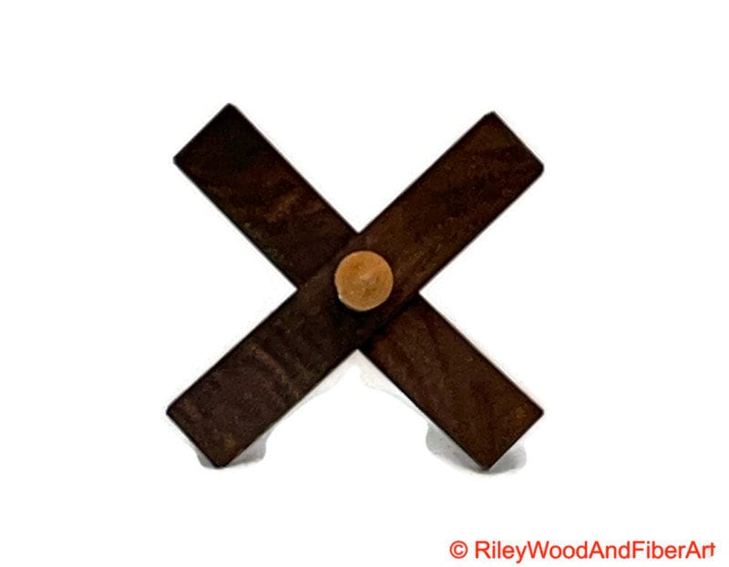 Mini Turkish Drop Spindle - Walnut Whorl with Apple Shaft on white background