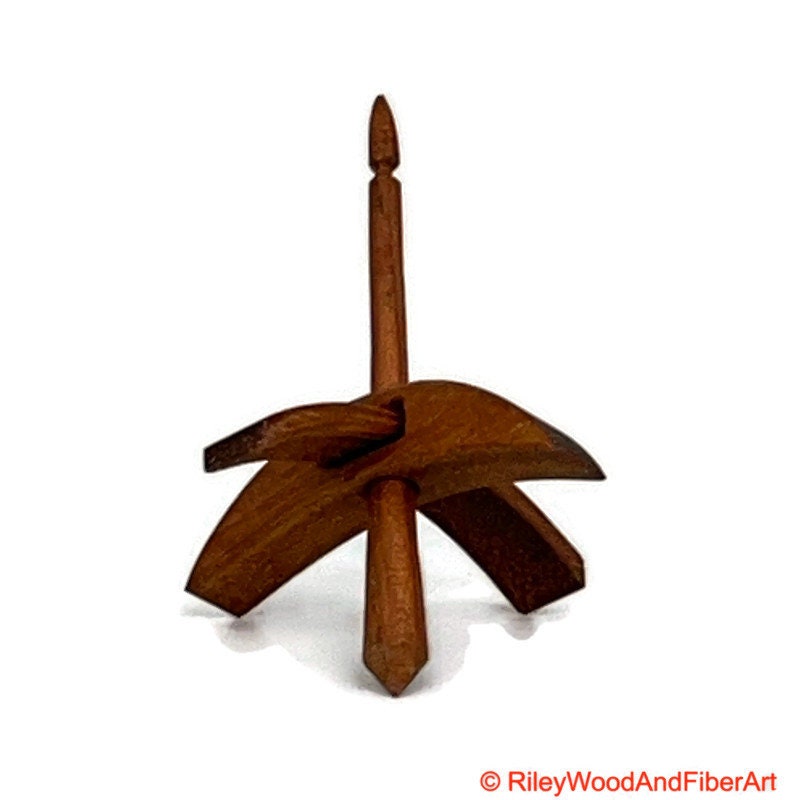 Mini Turkish Drop Spindle - Monkey Pod Whorl with Cherry Shaft made by Riley Wood and Fiber Art