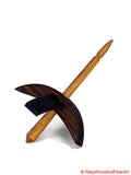Mini Turkish Drop Spindle - Walnut Whorl with Hickory Shaft on white background
